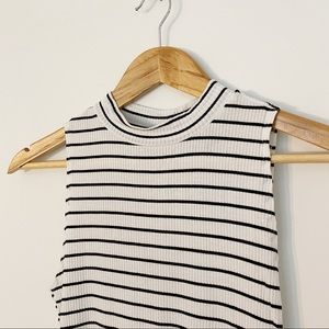 Forever 21 Mock Neck striped bodysuit